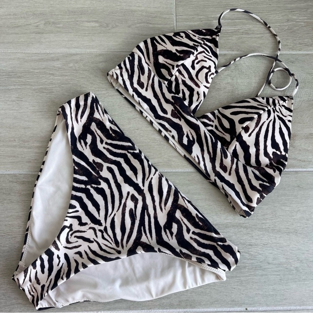 H&M Black and White Zebra Print Bikini